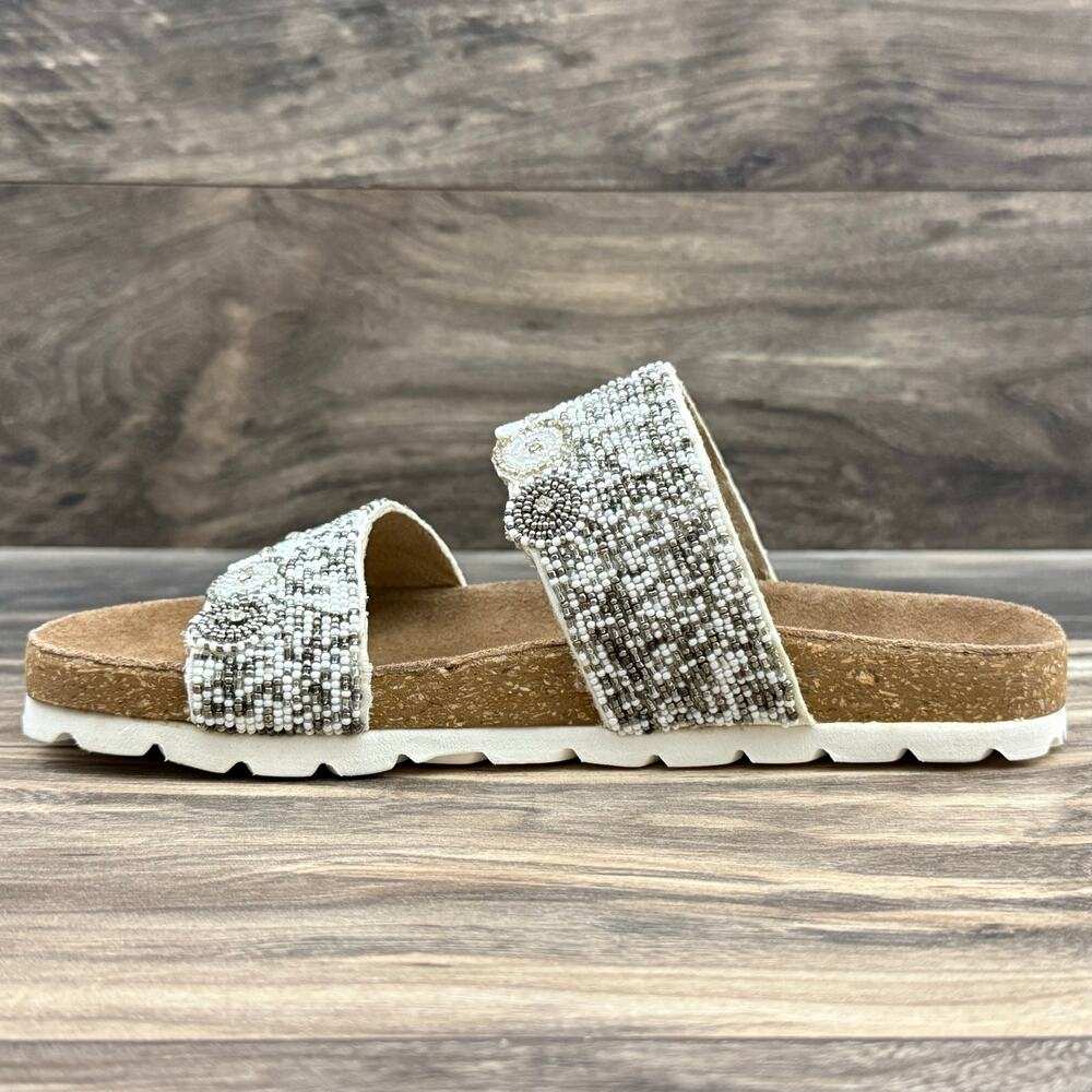 NIB Roan Bed Stu 7.5 Jury White Multi Beaded Slide Sandals Boho - Picture 6 of 12